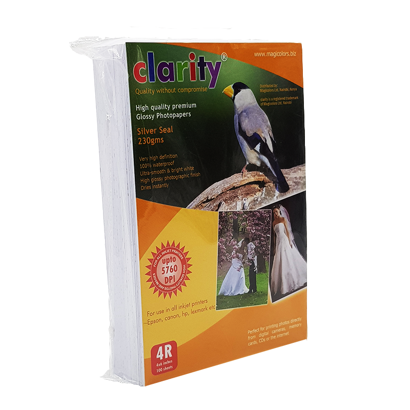 100 SHEETS Clarity High-Glossy 4R {4X6} Photo Papers  Premium Quality for Professional Prints