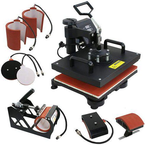 "5-in-1 Combo Heat Press Machine – Multifunctional Heat Press for T-Shirts, Mugs, Caps, Plates & Bags, Adjustable Temperature & Time"