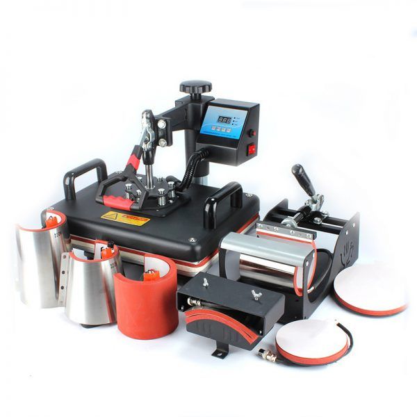 "5-in-1 Combo Heat Press Machine – Multifunctional Heat Press for T-Shirts, Mugs, Caps, Plates & Bags, Adjustable Temperature & Time"