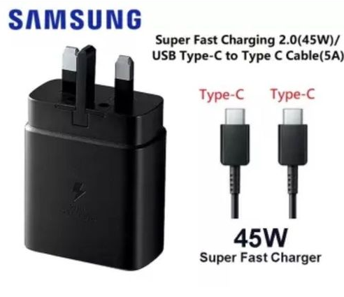 Samsung 45W Fast Charger Complete Set – Adapter & USB-C Cable