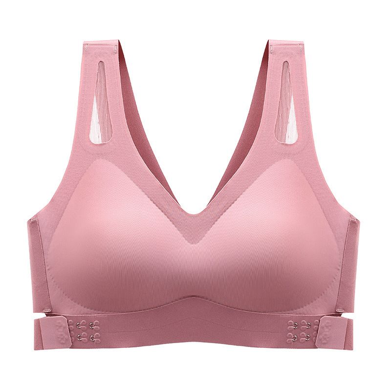 No trace, no steel ring bra gathered, beautiful back, ultra-thin ice silk front buckle, sports yoga bra, anti sagging bra for girls Style_1 M [80-100 pounds]