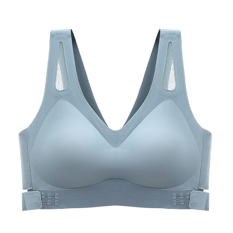 No trace, no steel ring bra gathered, beautiful back, ultra-thin ice silk front buckle, sports yoga bra, anti sagging bra for girls Style_1 M [80-100 pounds]