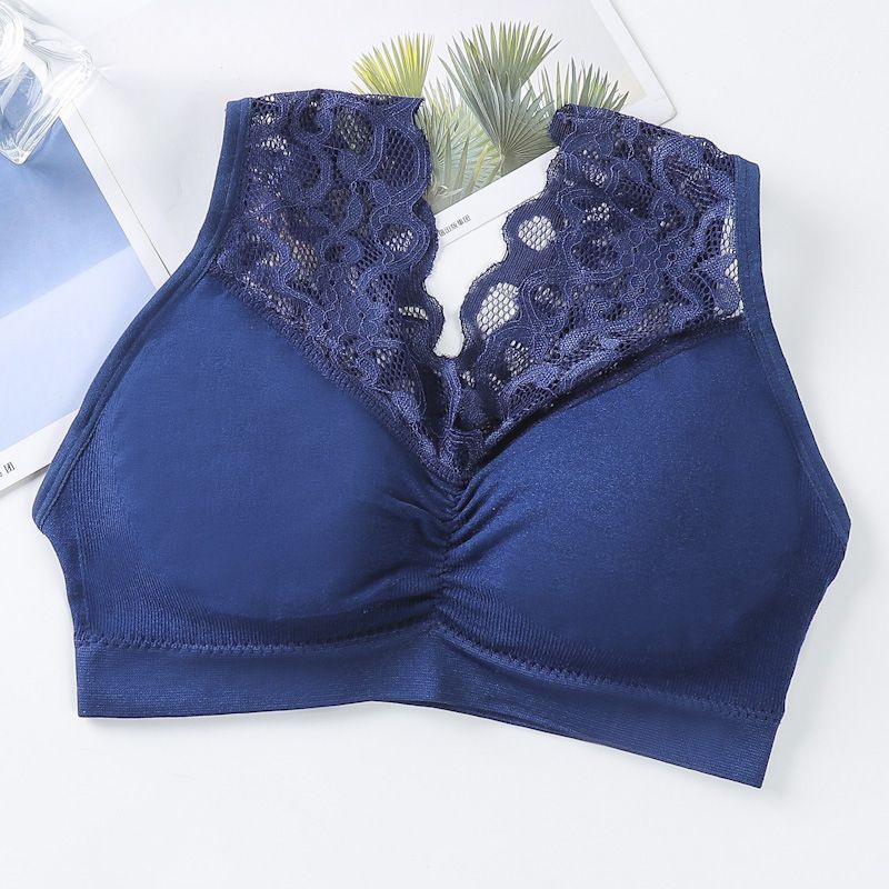 2*PC 75-170 pounds plus fat girl with seamless and sexy lace, breathable strapless bra without steel ring [8 layers of gauze wrapping] Style_1 Average size [75-130] pounds
