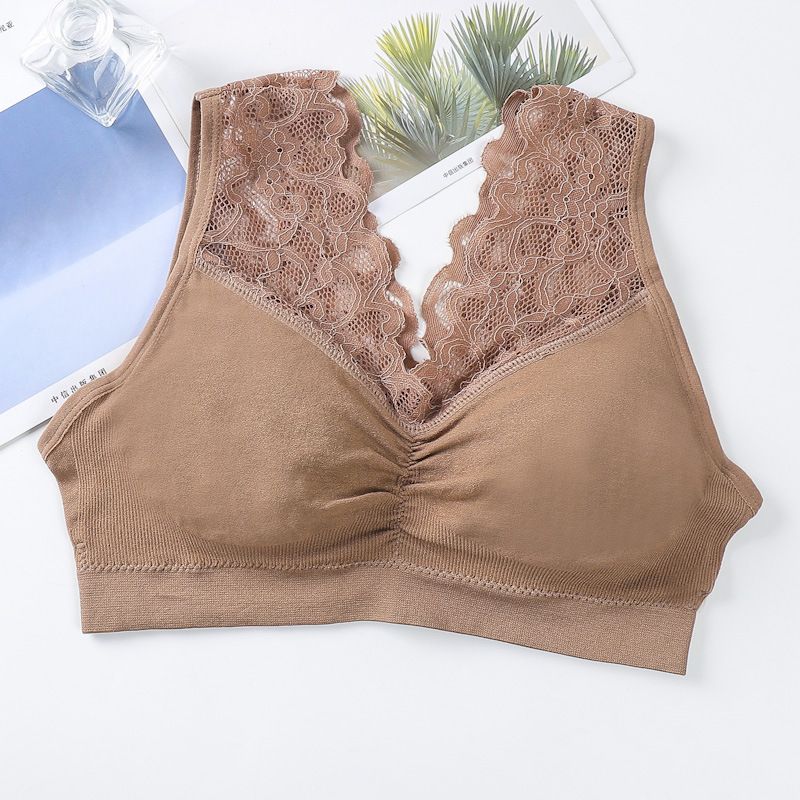 2*PC 75-170 pounds plus fat girl with seamless and sexy lace, breathable strapless bra without steel ring [8 layers of gauze wrapping] Style_1 Average size [75-130] pounds