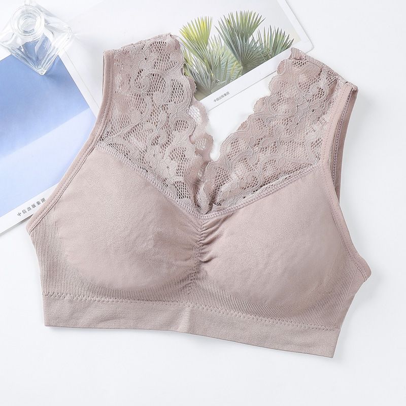 2*PC 75-170 pounds plus fat girl with seamless and sexy lace, breathable strapless bra without steel ring [8 layers of gauze wrapping] Style_1 Average size [75-130] pounds