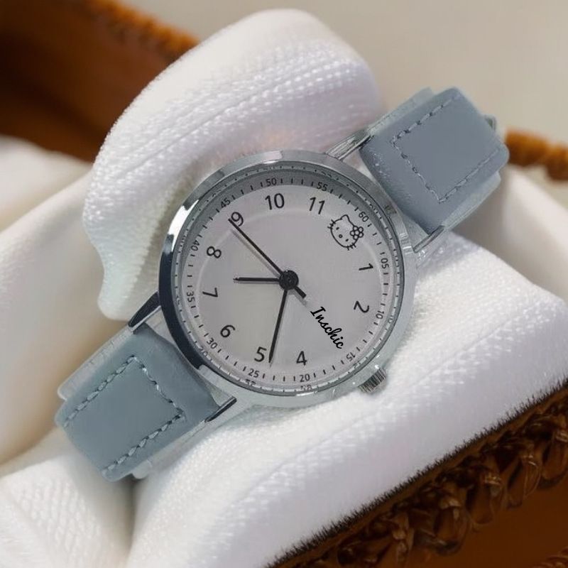E-commerce new women's watch KT cat belt watch wholesale live broadcast popular women's watch student exam watch white As Pic