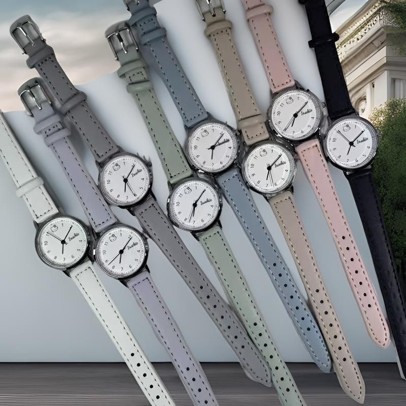 E-commerce new women's watch KT cat belt watch wholesale live broadcast popular women's watch student exam watch white As Pic