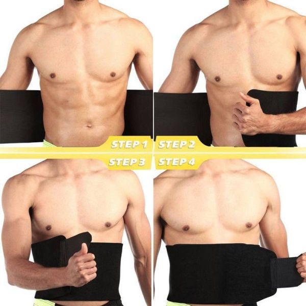 premium waist trainer&trimmer sweat belt for men&women fitness shapewear wrap tummy stomach weight loss fat burner slimming Black One Size