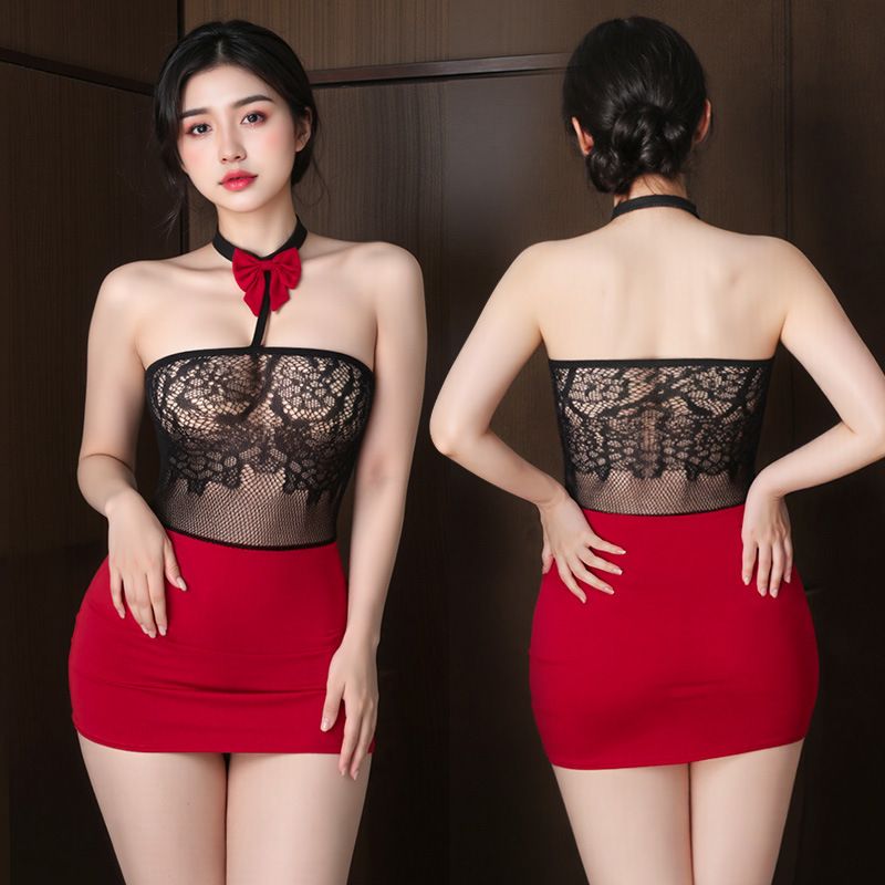 Fei Mu Fang Xin arson secretary strapless perspective net dress sexy flirtatious uniform seductive lingerie ZY7430