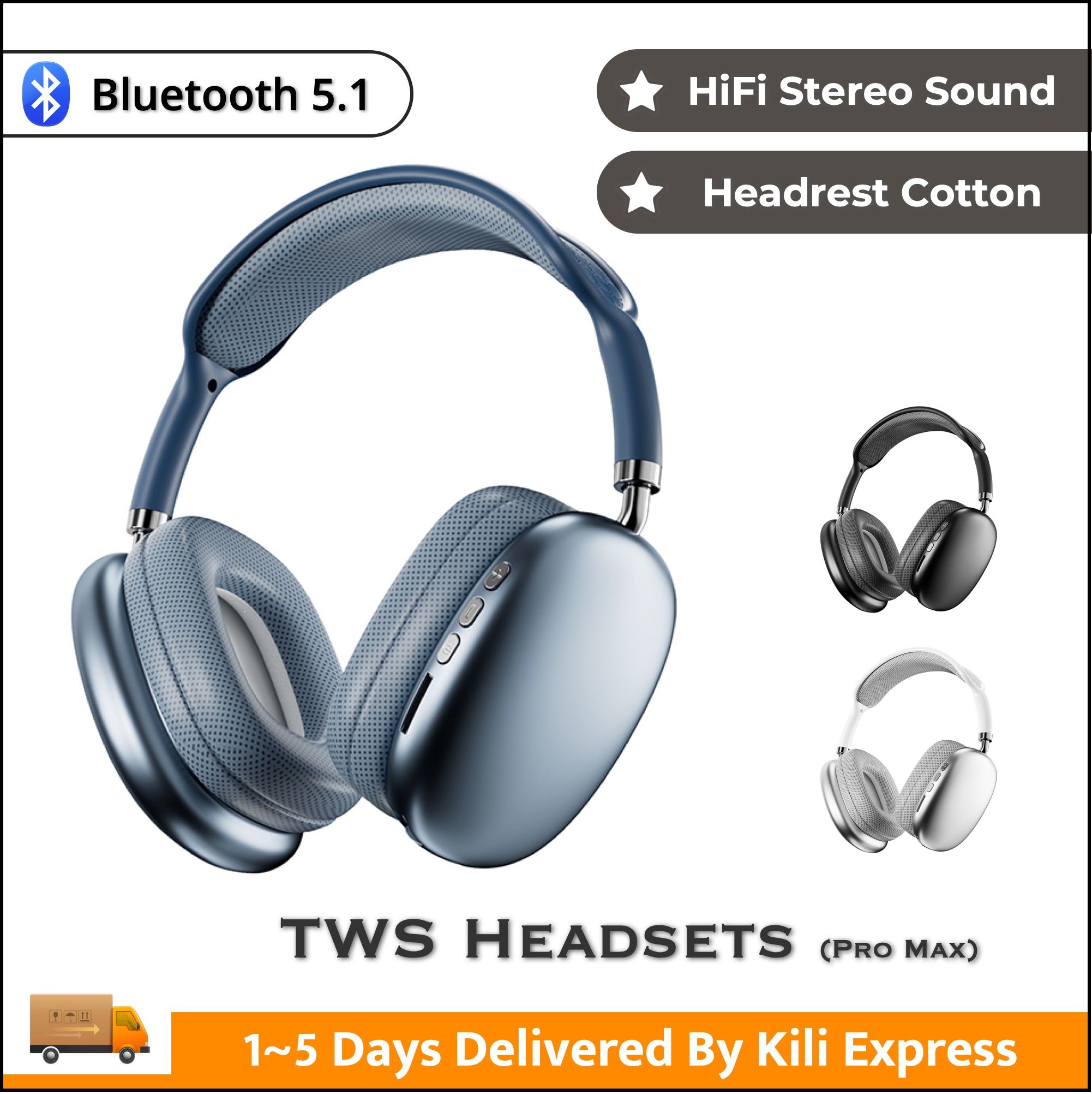 TWS Headphones, P9(Pro Max), Wireless Bluetooth 5.1 with Immersive HiFi Stereo, 2024 New Arrival, HD Call, 360° Subwoofer Earphones Fashion Bluetooth Headphones for Phones and PC