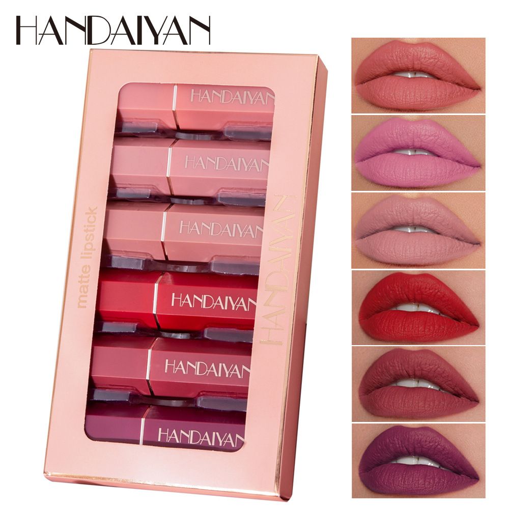 6PCS/Set Matte Lipstick Suit Red Velvet Lipsticks Durable Waterproof Lipsticks Non-Fading Makeup Multi Color Lipstick
