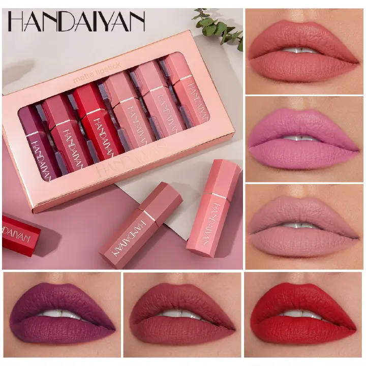 6PCS/Set Matte Lipstick Suit Red Velvet Lipsticks Durable Waterproof Lipsticks Non-Fading Makeup Multi Color Lipstick