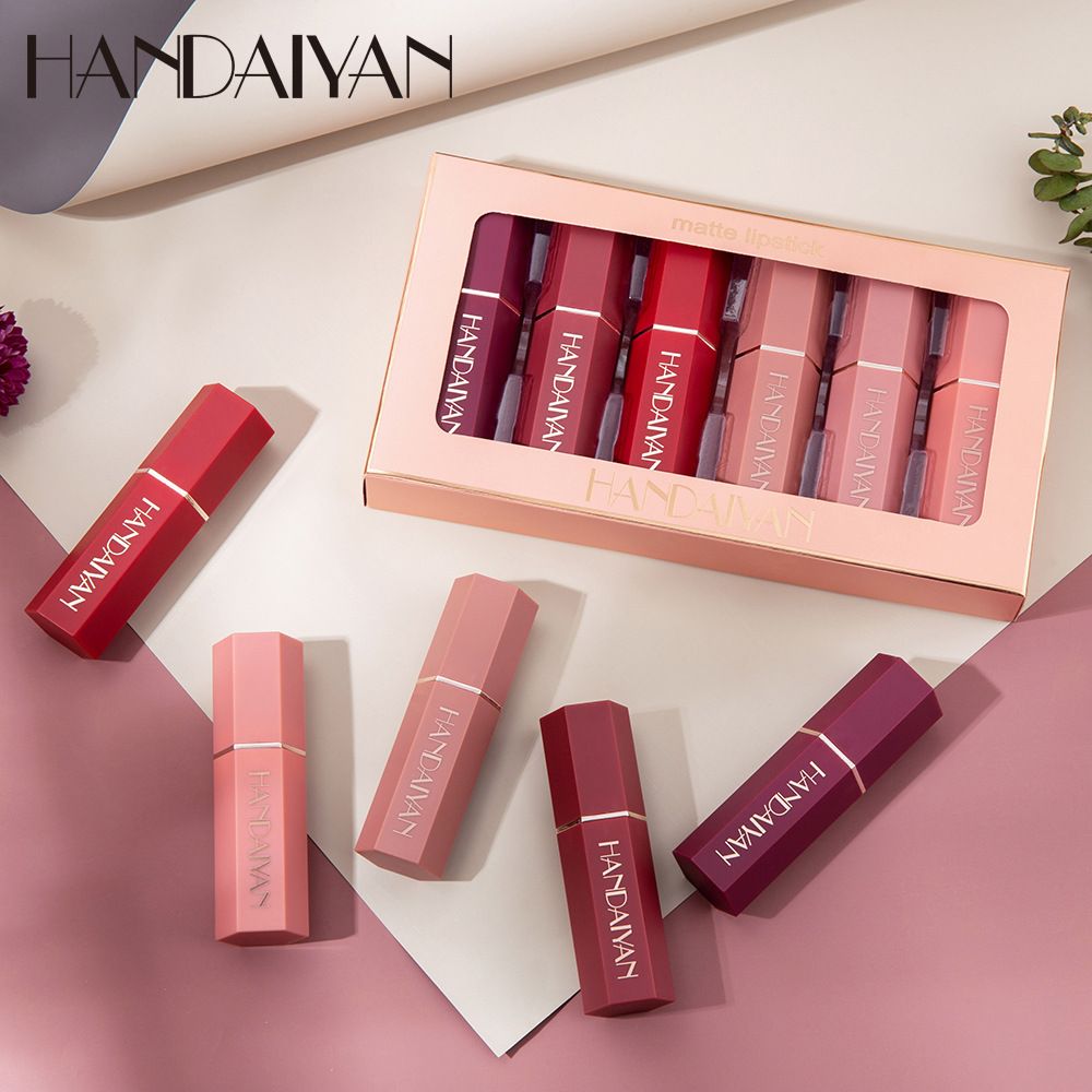6PCS/Set Matte Lipstick Suit Red Velvet Lipsticks Durable Waterproof Lipsticks Non-Fading Makeup Multi Color Lipstick