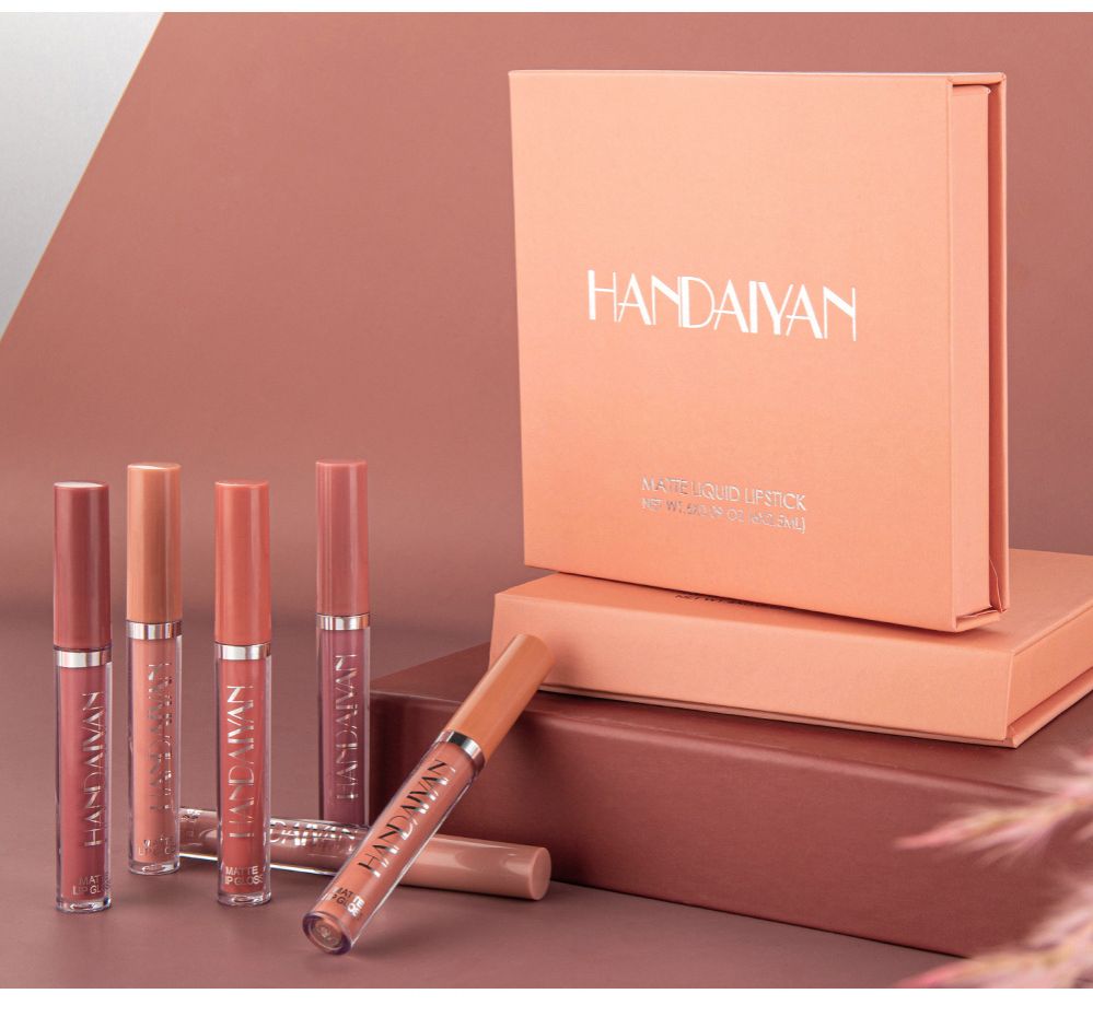 6PCS/Set Matte Lip Gloss Suit Moisturizing Lip Gloss Long-lasting Liquid Cosmetics Durable Waterproof Lip Glosses Non-Fading Makeup Multi Color Lipsticks