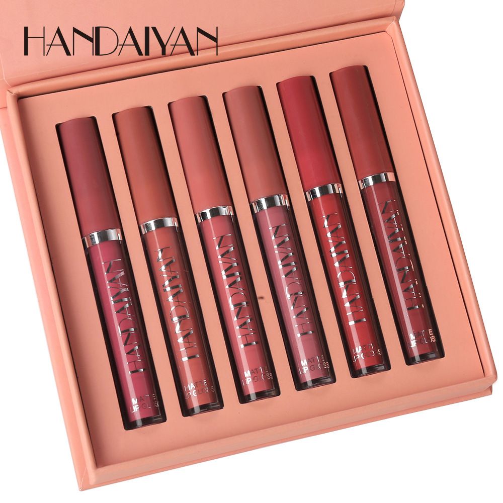 6PCS/Set Matte Lip Gloss Suit Moisturizing Lip Gloss Long-lasting Liquid Cosmetics Durable Waterproof Lip Glosses Non-Fading Makeup Multi Color Lipsticks