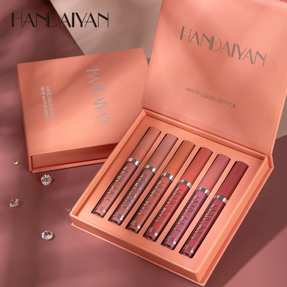 6PCS/Set Matte Lip Gloss Suit Moisturizing Lip Gloss Long-lasting Liquid Cosmetics Durable Waterproof Lip Glosses Non-Fading Makeup Multi Color Lipsticks