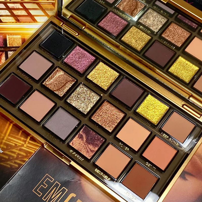 Huda beauty 18-Color Golden Rose Gold Eyeshadow Palette with Glitter and Shimmer for Glamorous Makeup