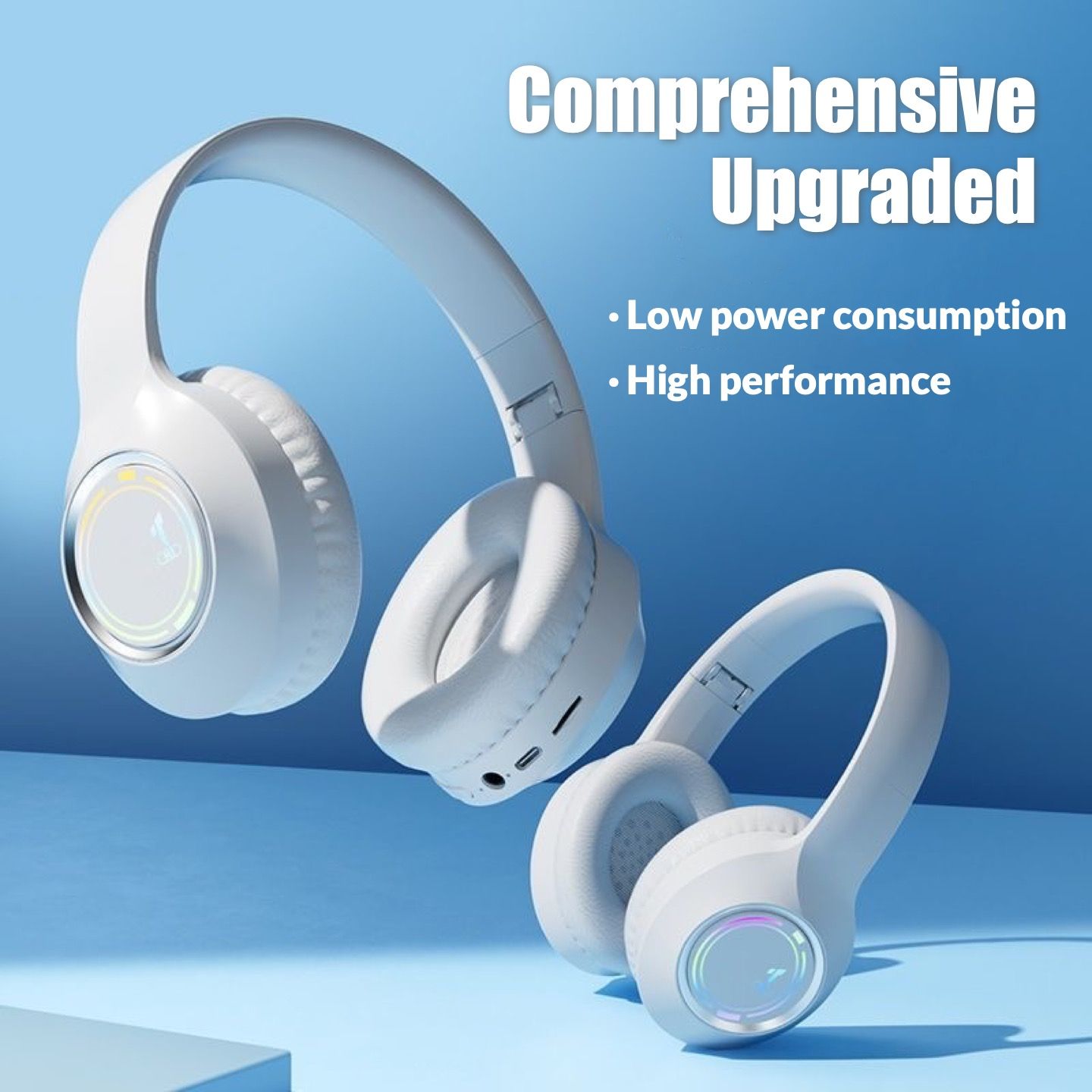 2025 Hot Selling TWS Headphone Bluetooth 5.3 Headphones Stereo Wireless Headset With Lights Breathable Earmuffs Foldable Headset Support TF Card and 3.5mm audio cable