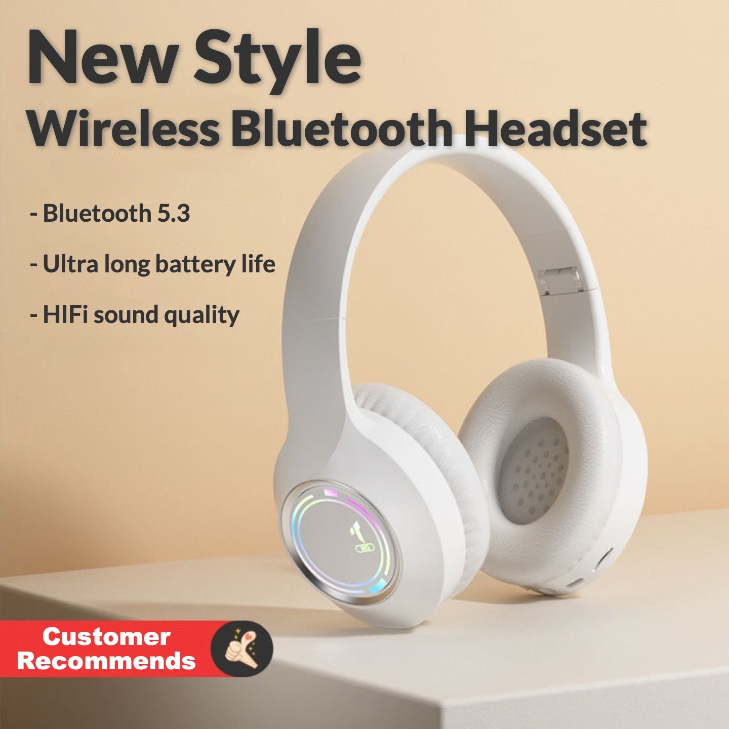 2025 Hot Selling TWS Headphone Bluetooth 5.3 Headphones Stereo Wireless Headset With Lights Breathable Earmuffs Foldable Headset Support TF Card and 3.5mm audio cable