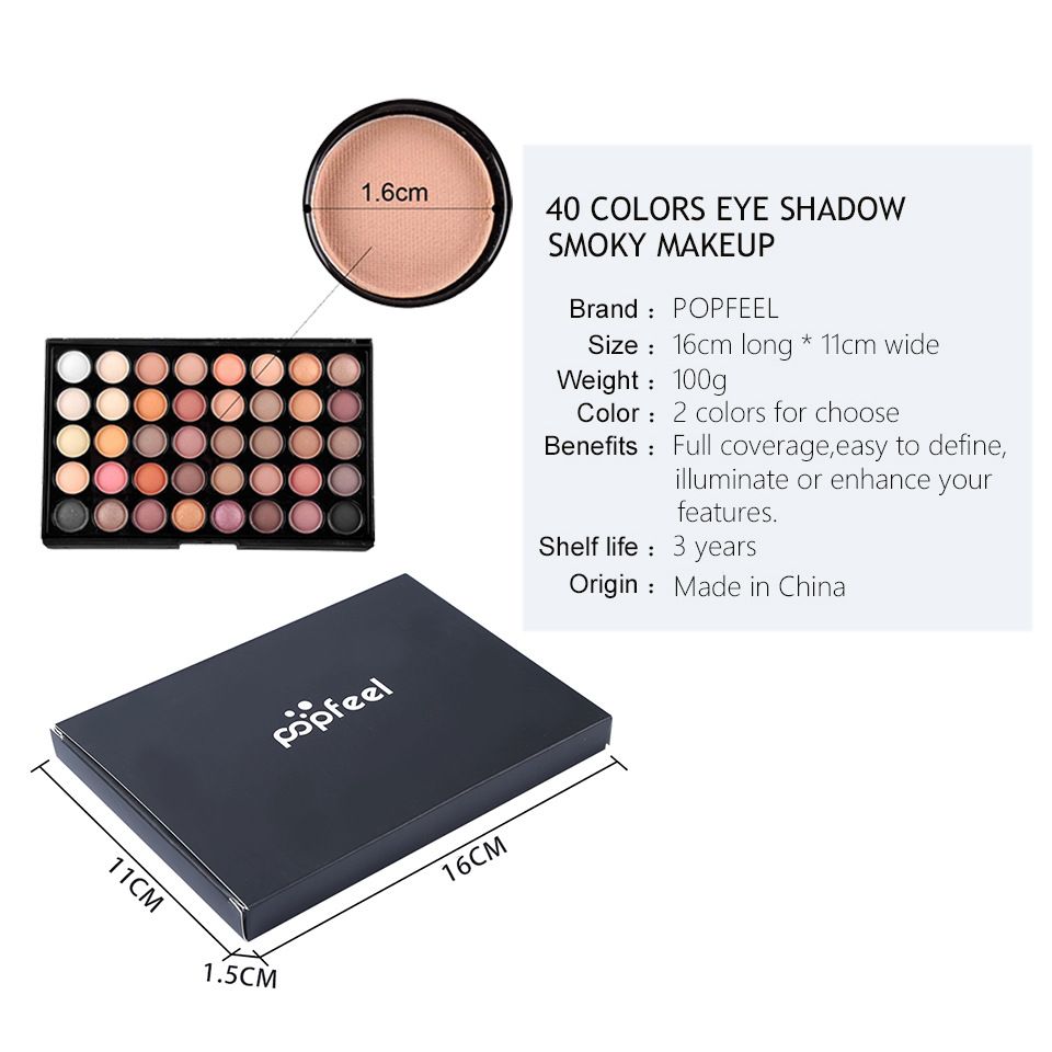 40 Color Matte Eyeshadow Palette Pearl Texture Eyeshadow Makeup Non-fading Makeup Tool Long Lasting Shine Eyeshadow Waterproof and Sweatproof