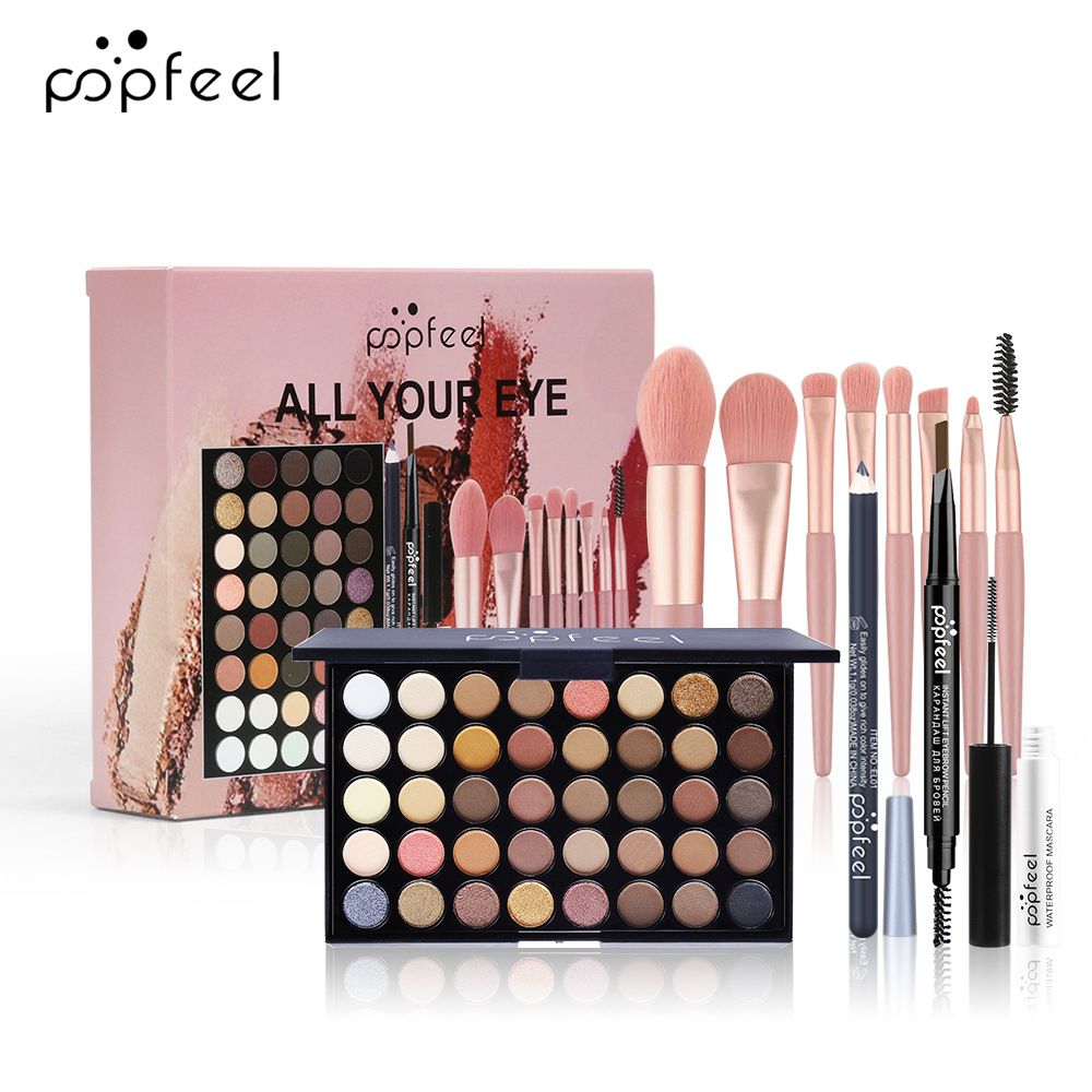 Professional Eye Makeup Set All-in-1 Eye Makeup Kit Matte & Shimmer Eyeshadow Palette, Mascara, Eyeliner & Brow Pencils, Blending Brushes Long-Lasting Waterproof Eye Cosmetics Collection New Arrival