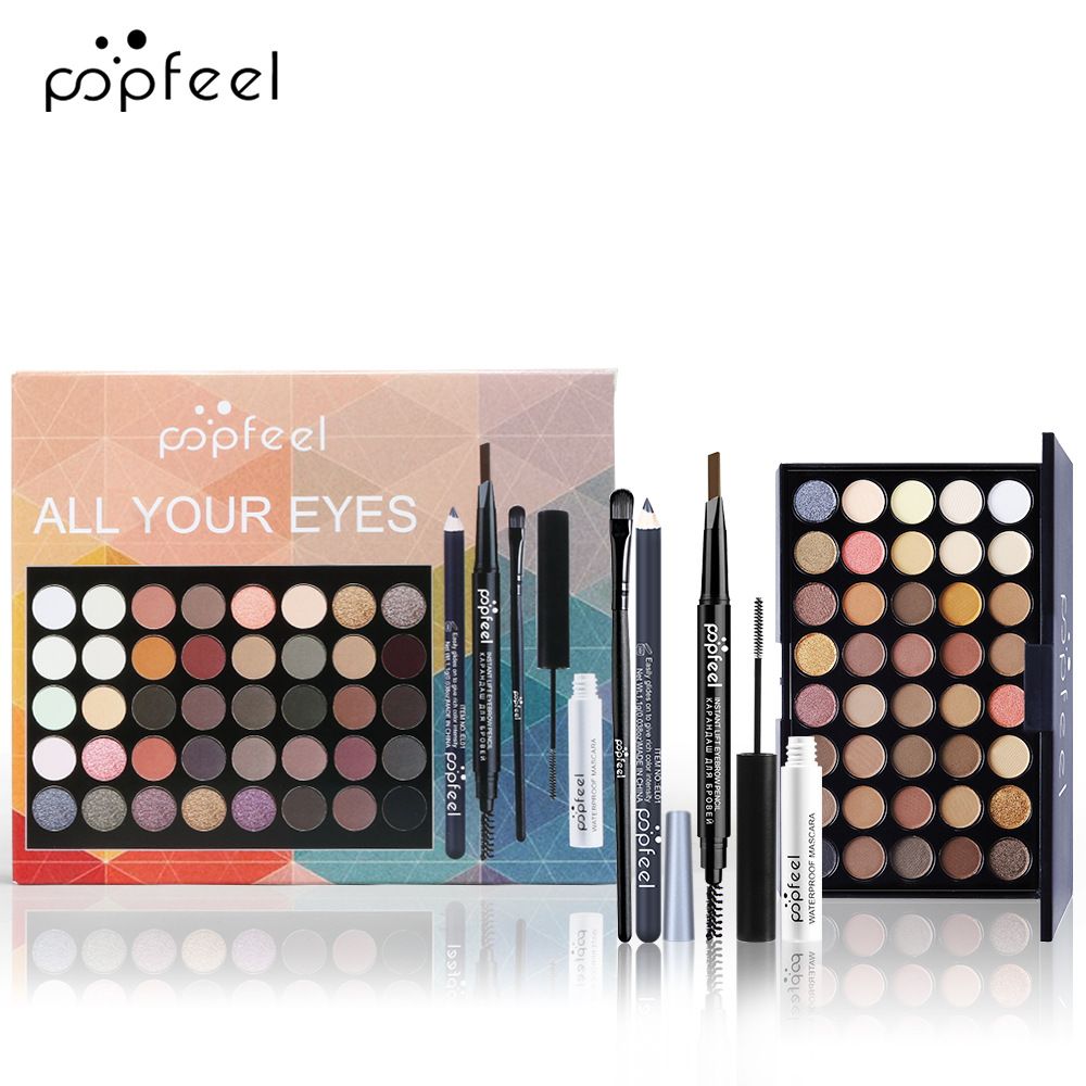 Professional Eye Makeup Set All-in-1 Eye Makeup Kit Matte & Shimmer Eyeshadow Palette, Mascara, Eyeliner & Brow Pencils, Blending Brushes Long-Lasting Waterproof Eye Cosmetics Collection New Arrival