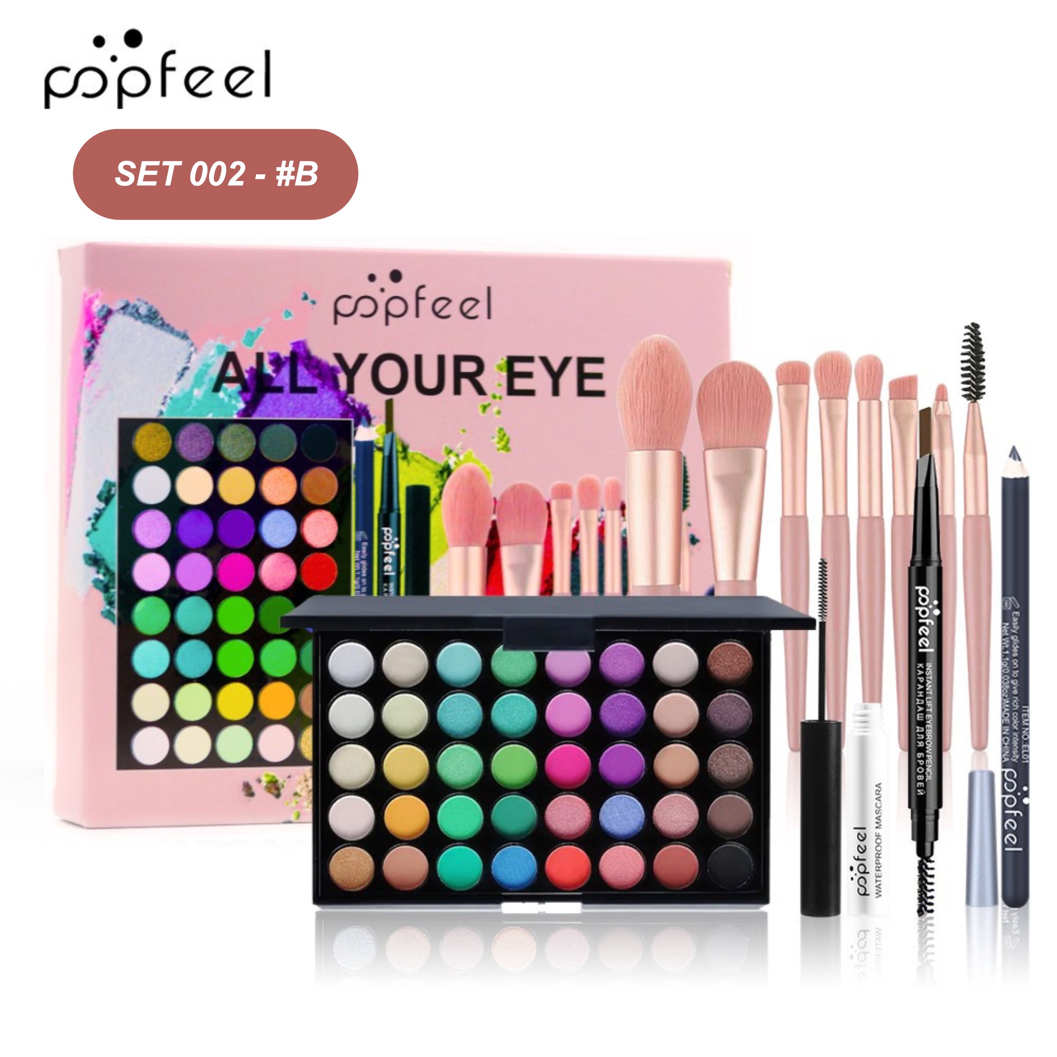 Professional Eye Makeup Set All-in-1 Eye Makeup Kit Matte & Shimmer Eyeshadow Palette, Mascara, Eyeliner & Brow Pencils, Blending Brushes Long-Lasting Waterproof Eye Cosmetics Collection New Arrival