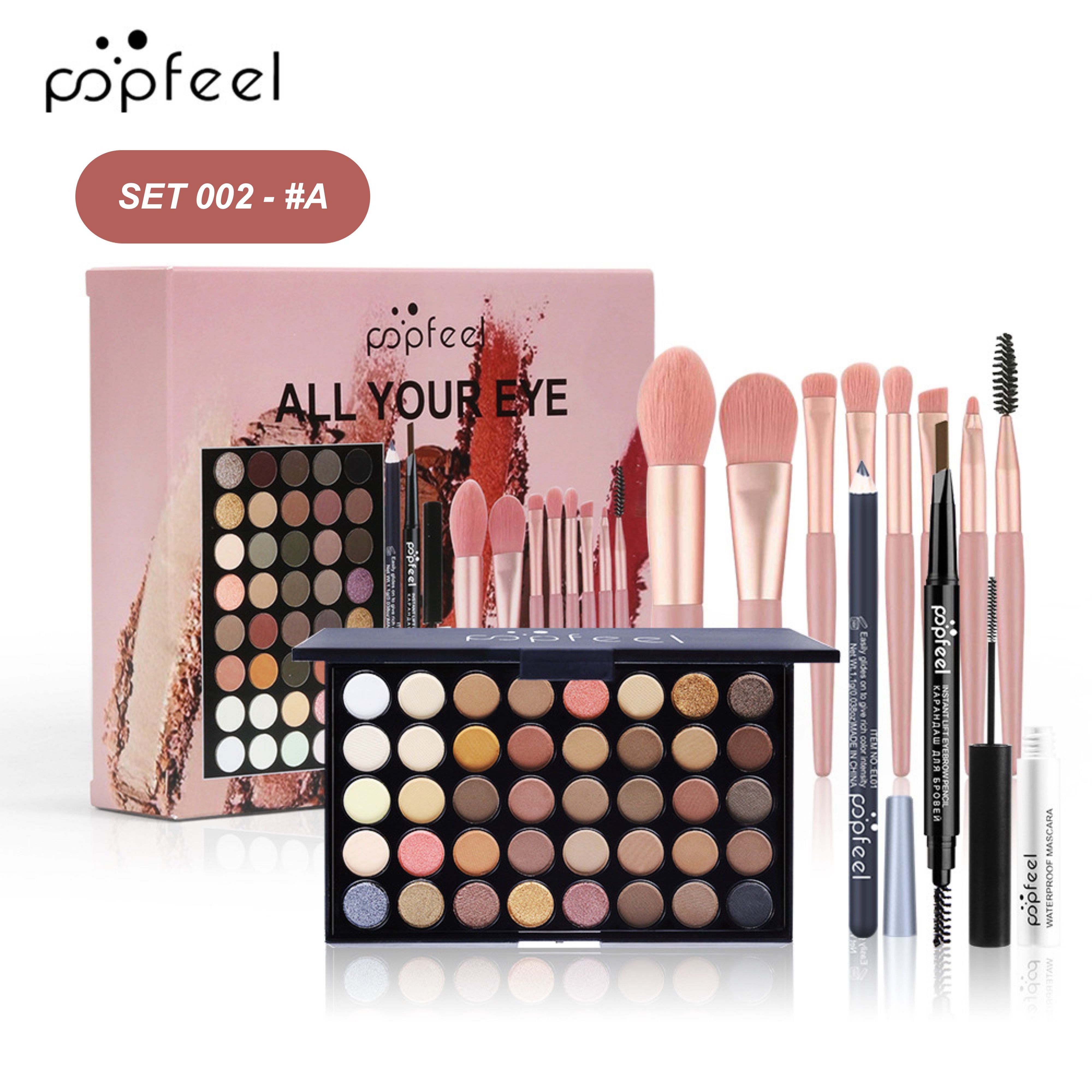 Professional Eye Makeup Set All-in-1 Eye Makeup Kit Matte & Shimmer Eyeshadow Palette, Mascara, Eyeliner & Brow Pencils, Blending Brushes Long-Lasting Waterproof Eye Cosmetics Collection New Arrival