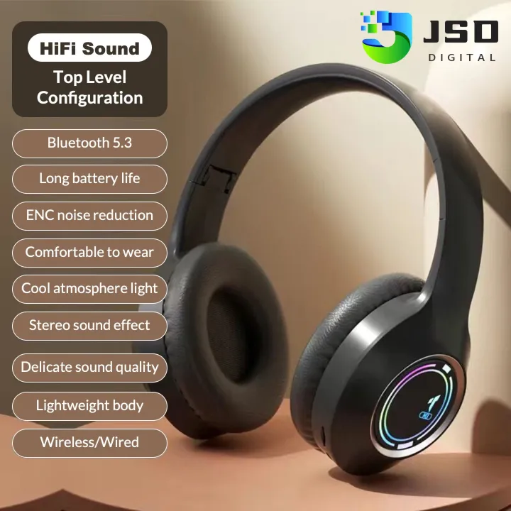 2025 Hot Selling TWS Headphone Bluetooth 5.3 Headphones Stereo Wireless Headset With Lights Breathable Earmuffs Foldable Headset Support TF Card and 3.5mm audio cable