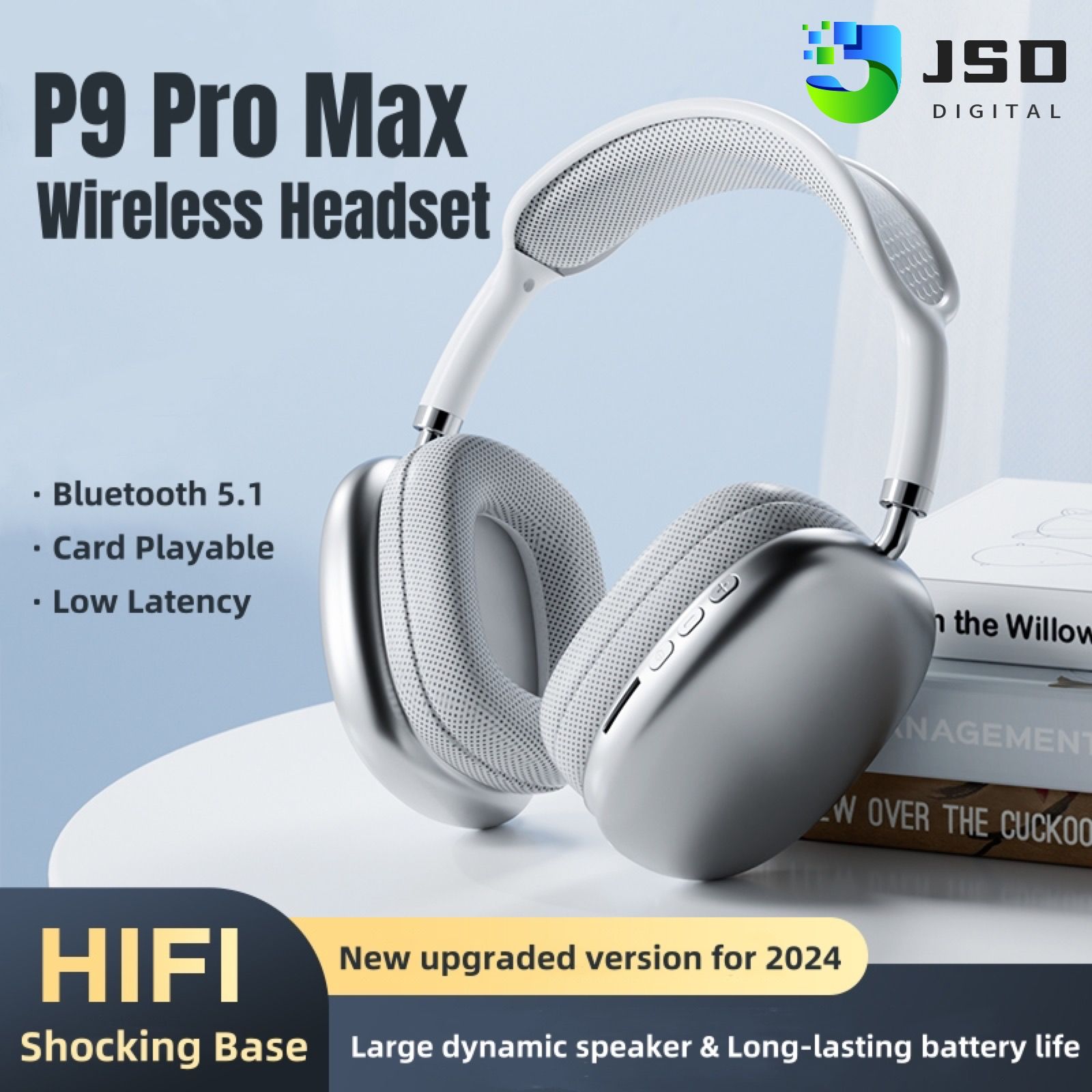TWS Headphones, P9(Pro Max), Wireless Bluetooth 5.1 with Immersive HiFi Stereo, 2025 New Arrival, HD Call, 360° Subwoofer Earphones Fashion Bluetooth Headphones for Phones and PC