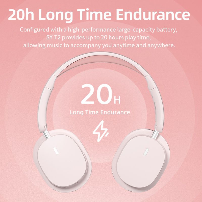 Soyto New Launch SY-T2 Headphone Wireless Bluetooth Headphone Dual-Mic Noise-Reduction Headsets Immersive Spatial Sound Earphones Dual-Connection TF card Supported for Phones and PC