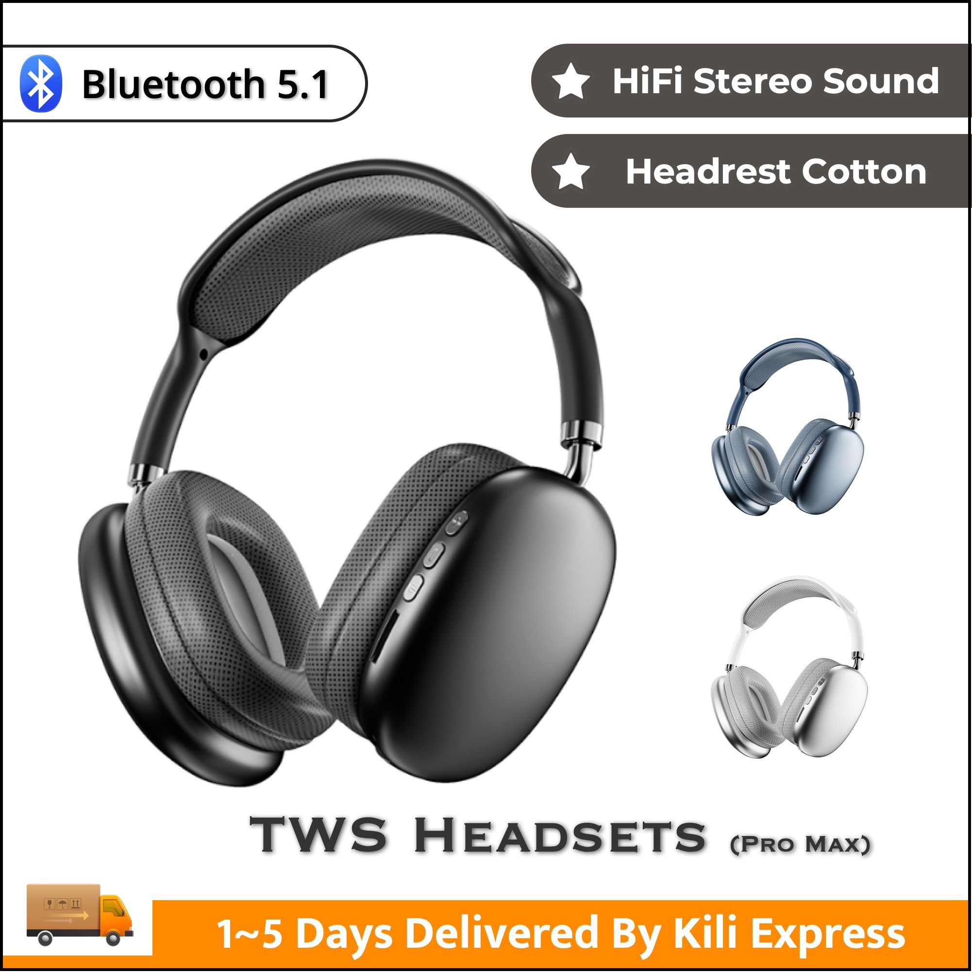 TWS Headphones, P9(Pro Max), Wireless Bluetooth 5.1 with Immersive HiFi Stereo, 2025 New Arrival, HD Call, 360° Subwoofer Earphones Fashion Bluetooth Headphones for Phones and PC