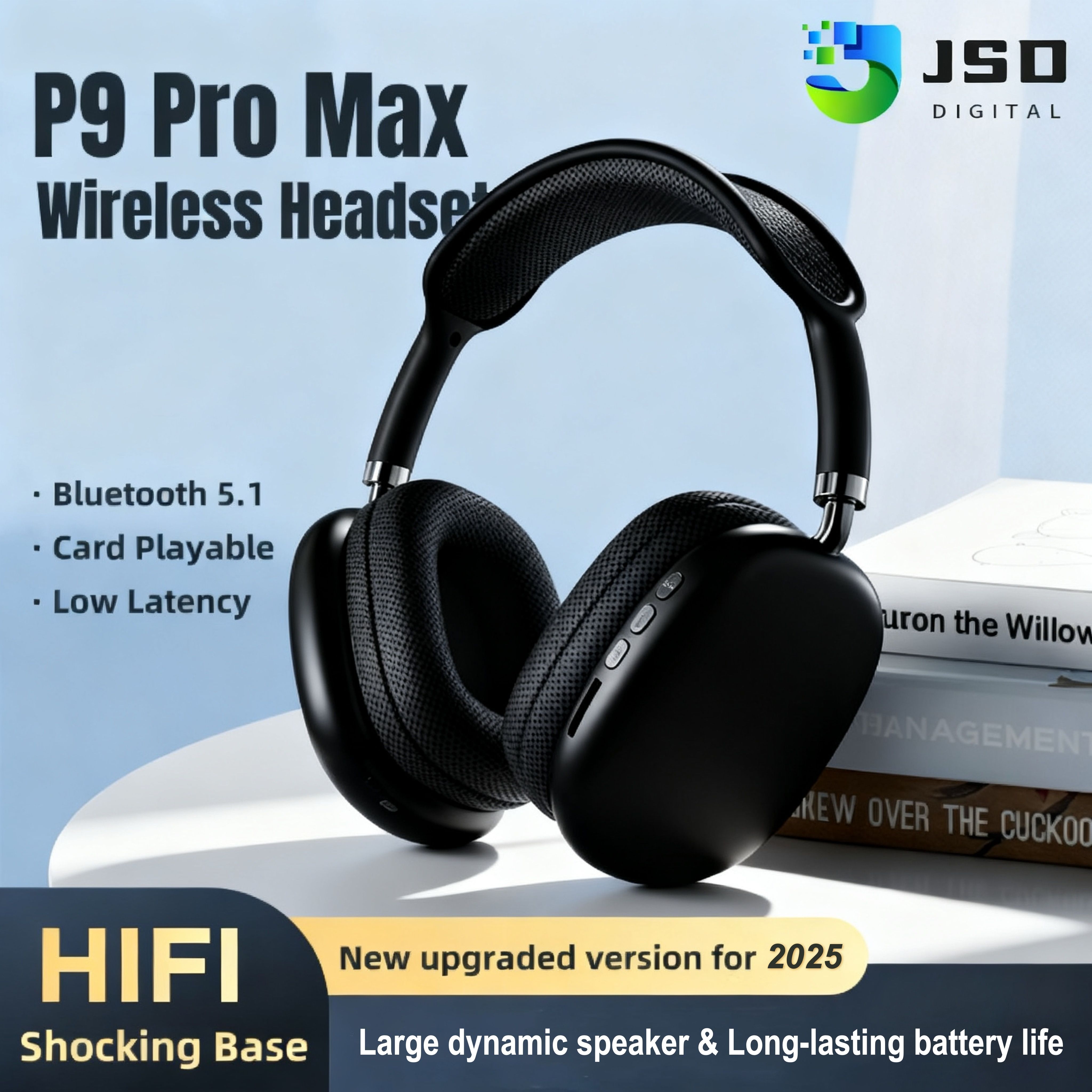 TWS Headphones, P9(Pro Max), Wireless Bluetooth 5.1 with Immersive HiFi Stereo, 2025 New Arrival, HD Call, 360° Subwoofer Earphones Fashion Bluetooth Headphones for Phones and PC