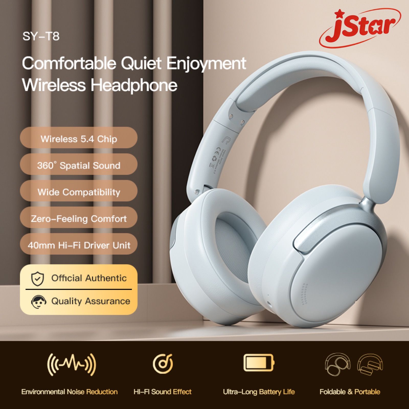 New Wireless Headset, High Quality Bluetooth 5.4 Headphone, TWS Headphones, Lightweight and Comfortable, Ultra Long Battery Life, Intelligent Noise Reduction, Theater Level Sound Effects