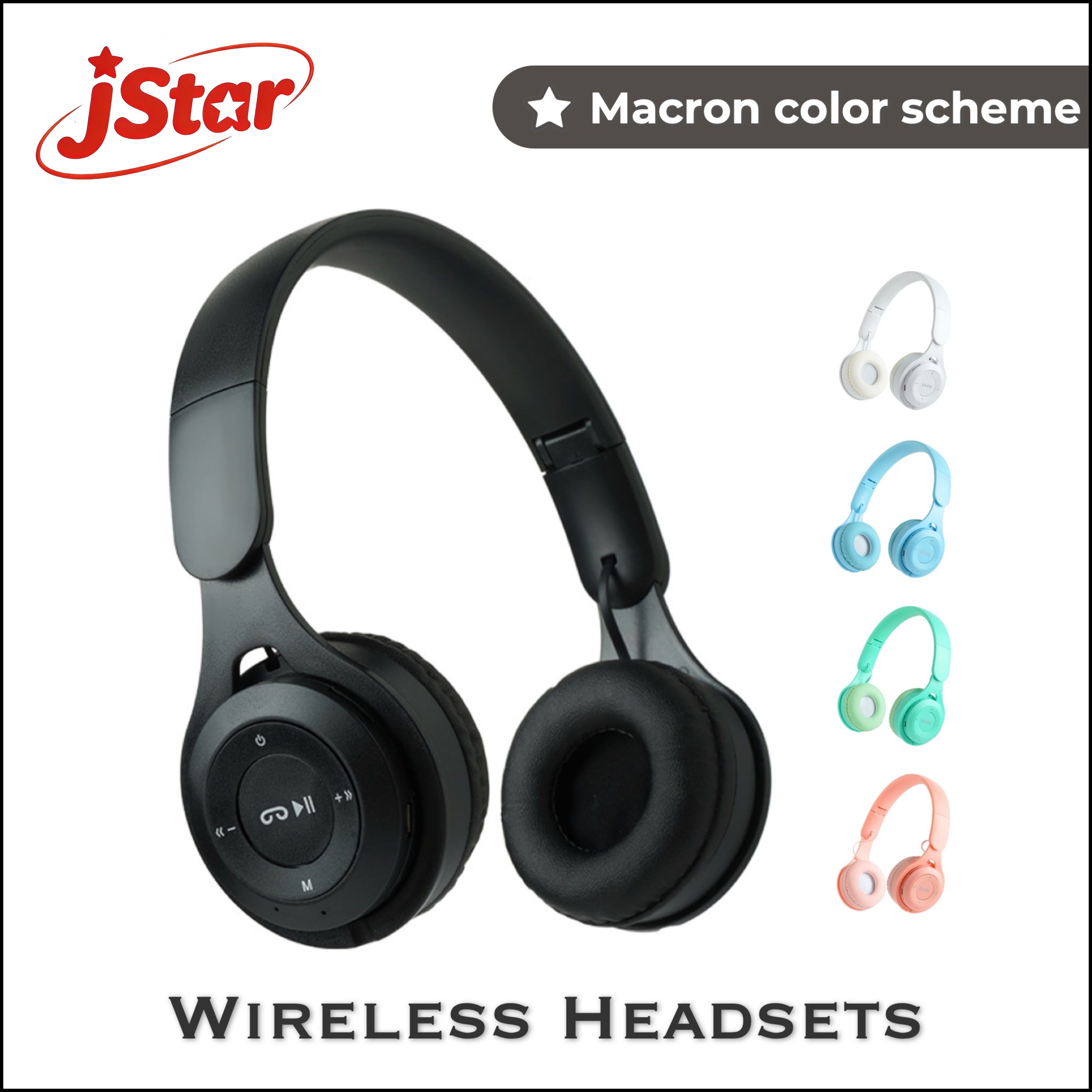 Stereo Bluetooth Headphones Wireless Bass Sound Headsets Noise-Reduction Earphones TF card Supported Foldable Headphones Macaron Color Headphones