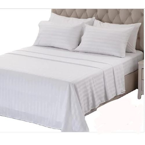 TC 4PC White Striped Cotton Bed Sheets Set – 6x7 2 Bedsheets + 2 Pillowcases, Soft & Elegant.
 Brand: TC – Trusted premium bedding brand
✔️ Includes: 1 Bedsheets + 2 Pillowcases
✔️ Sizes Available: