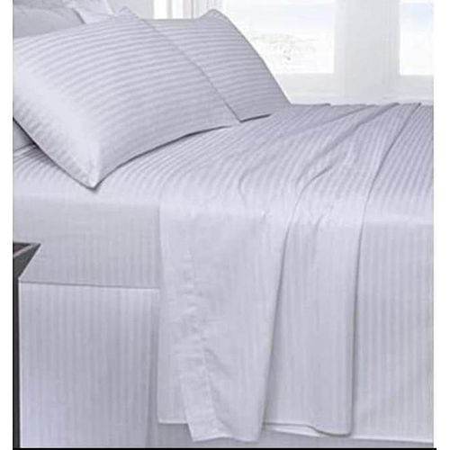 TC 4PC White Striped Cotton Bed Sheets Set – 6x7 2 Bedsheets + 2 Pillowcases, Soft & Elegant.
 Brand: TC – Trusted premium bedding brand
✔️ Includes: 1 Bedsheets + 2 Pillowcases
✔️ Sizes Available: