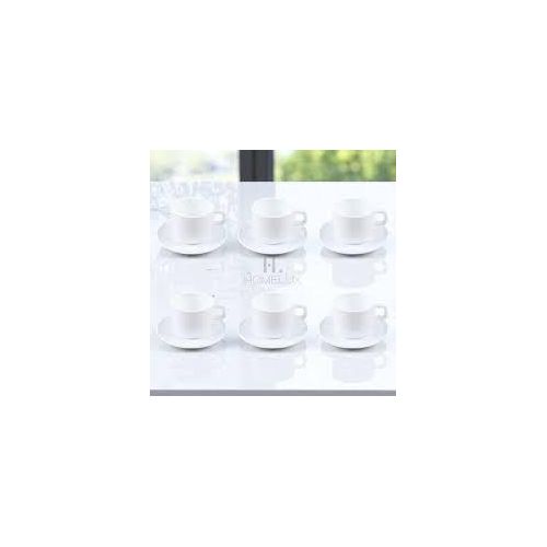 Set of 6 Luminarc Tempered Glass Cups with Saucers.This set contains six cups and six matching saucers.
Made from Luminarc tempered glass, which is highly durable and resistant to shocks.