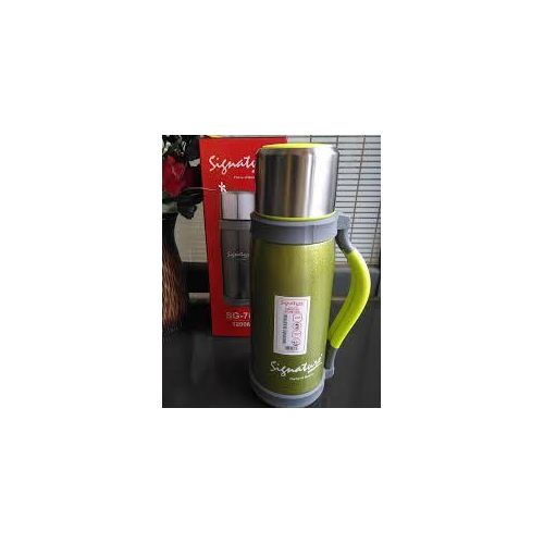 Signature 1200ml Unbreakable Vacuum Flask..Double wall SG 7009 vacuum flask
More comfortable grasp the use of easy and effortless.
Excellent heat insulation effect.
Anti-slip base