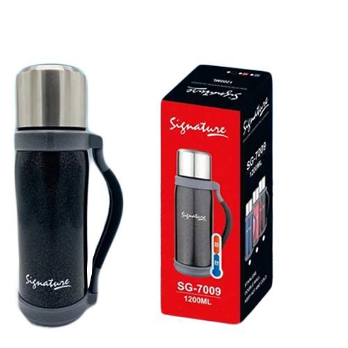 Signature 1200ml Unbreakable Vacuum Flask..Double wall SG 7009 vacuum flask
More comfortable grasp the use of easy and effortless.
Excellent heat insulation effect.
Anti-slip base