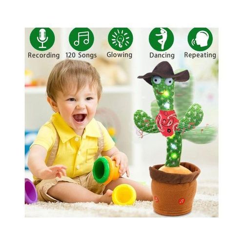 Dancing cactus Comes with a charging cable and a packaging box.There are 120 songs in English.
It can shine.
Capable of recording.
It can be rotated.