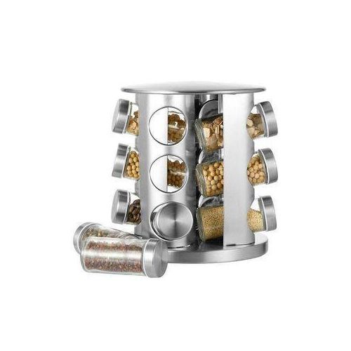 Rotating Spice Rack For 12 Jars..Comes with 12 labeled jars for storing spices and condiments
- The non-slip base provides added stability and prevents slipping during use
- The jars fit easily and