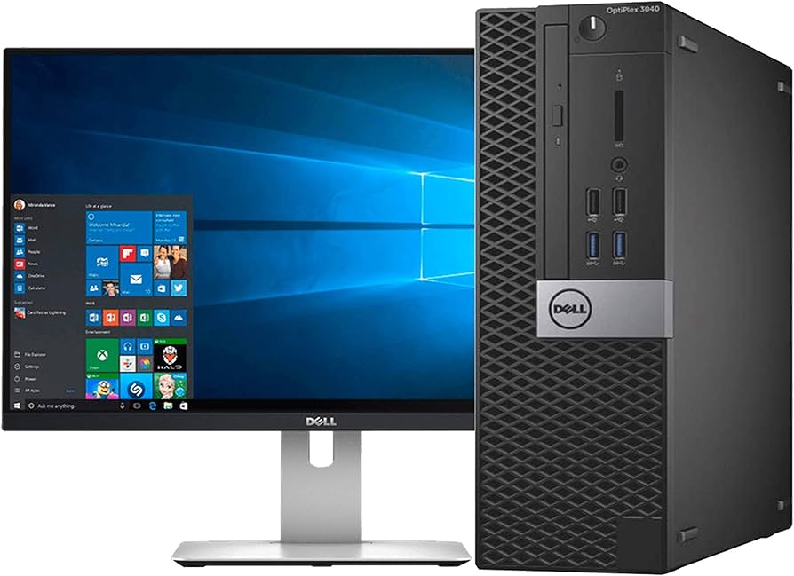 Complete Desktop DELL  OptiPlex 3040 SFF Small Desktop (Intel Pentium G4400, 8GB 500 HDD RAM, , Windows 10 Pro, Black),22 inch Dell Monitor