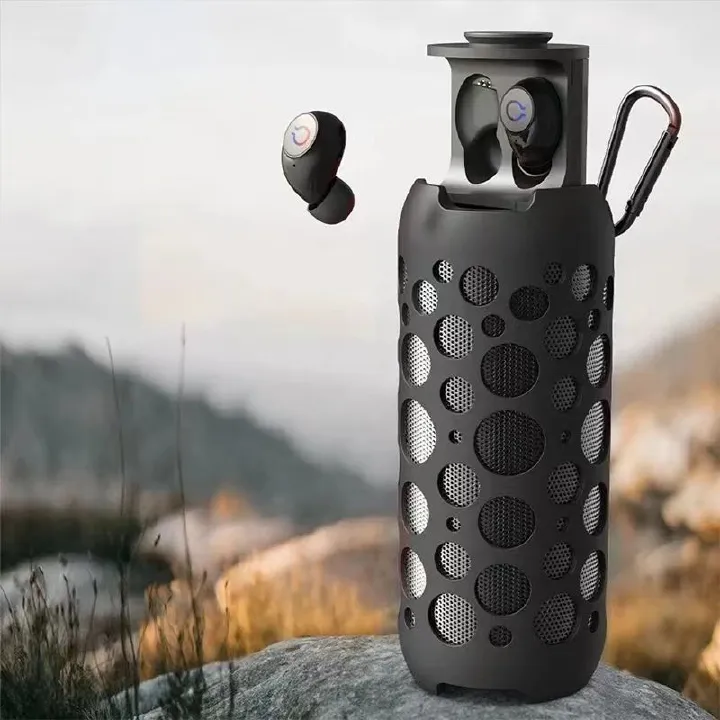 Bluetooth Speaker, 2 in 1 Portable Bluetooth Wireless Earbuds Combo Mini 360 Surround Stereo Sound with TWS Earbuds Built-in Mic and Charging Case for Home Party Outdoor Travel -Lune Goose