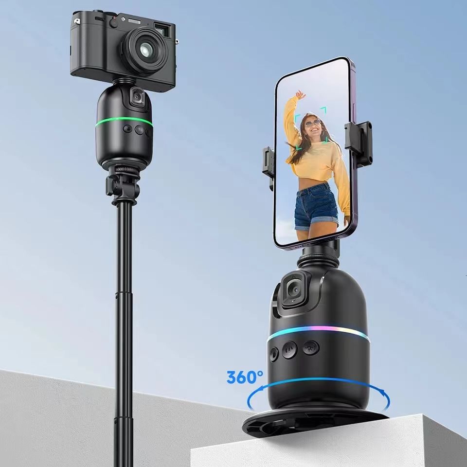 Auto Face Tracking Tripod Gimbal Stabilizer for Phone and Camera,No App Required,360° AI smart follow-up Rotation Stand Holder for Video Recording for Influencer Content Creator Vlog,TikTok,ins PTZ