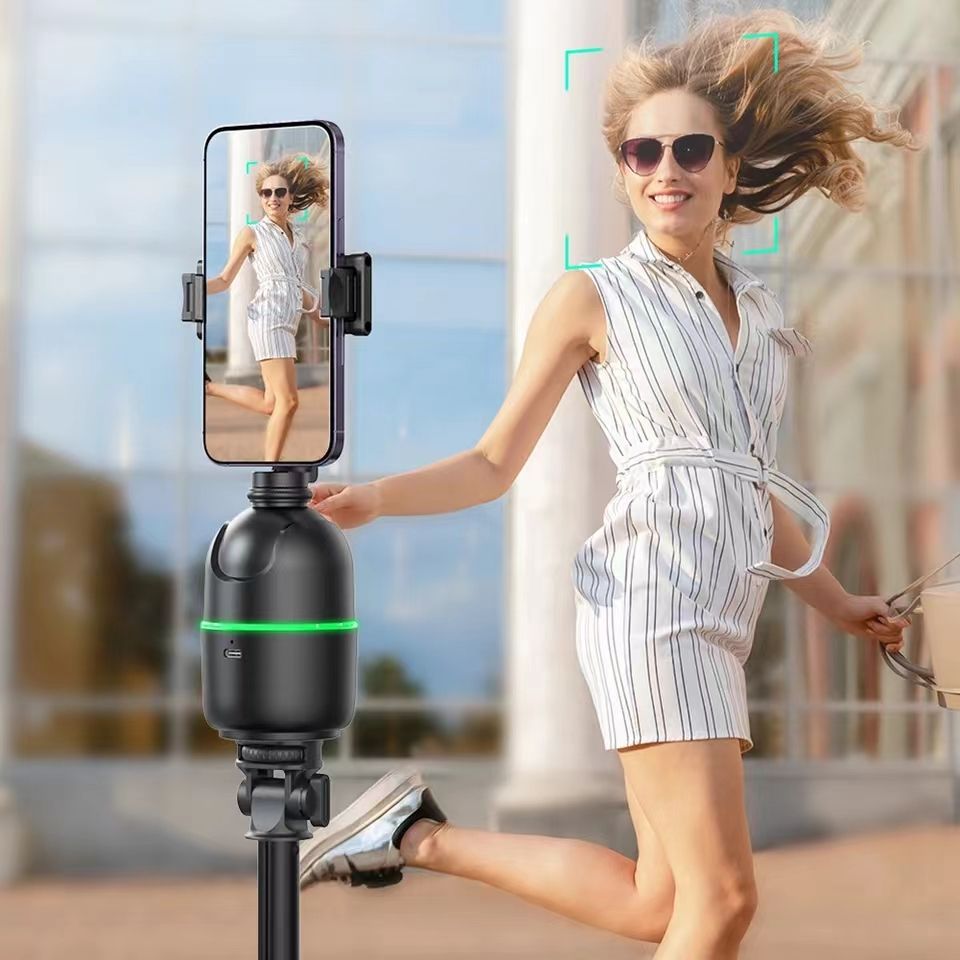 Auto Face Tracking Tripod Gimbal Stabilizer for Phone and Camera,No App Required,360° AI smart follow-up Rotation Stand Holder for Video Recording for Influencer Content Creator Vlog,TikTok,ins PTZ