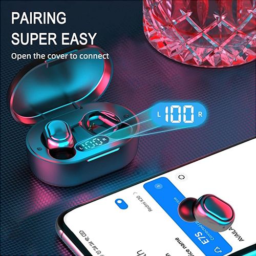Wireless Bluetooth Earphones, In-Ear Mini Size with LED Display and Mic Earbuds Immersive Bass Stereo Noise Cancelling Headphones, Touch Control Earphone Headset for Music, Sports, Games, Home, Work