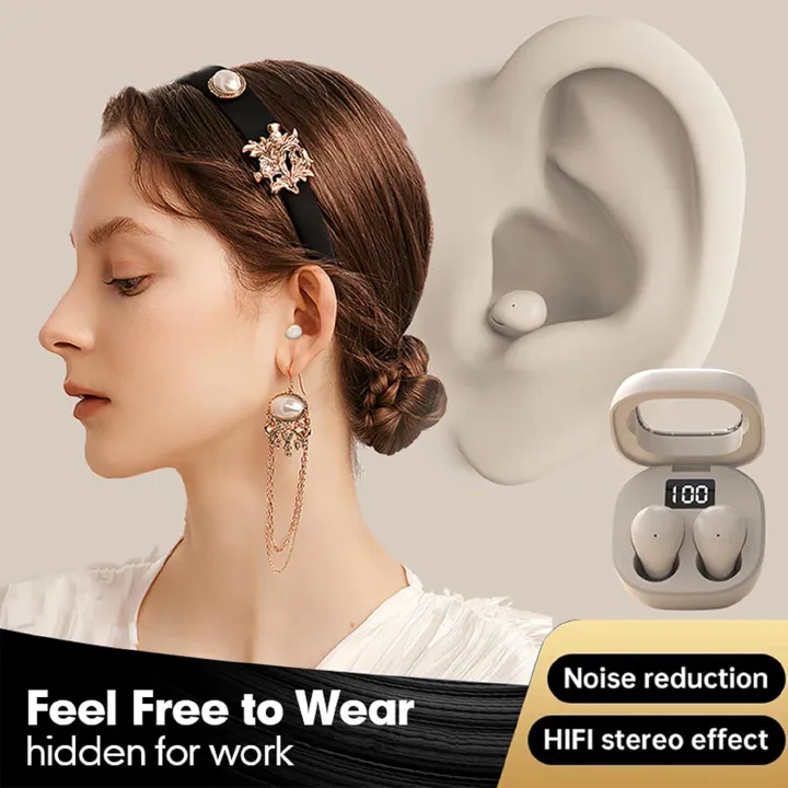 Smallest Invisible Mini Earbuds Wireless Bluetooth, Out of the ordinary Fashion Low Profile Micro Tiny Discreet Hidden Earbuds for Work, Small Headphones, HiFi Sleep Earphones for Small Ear Canals