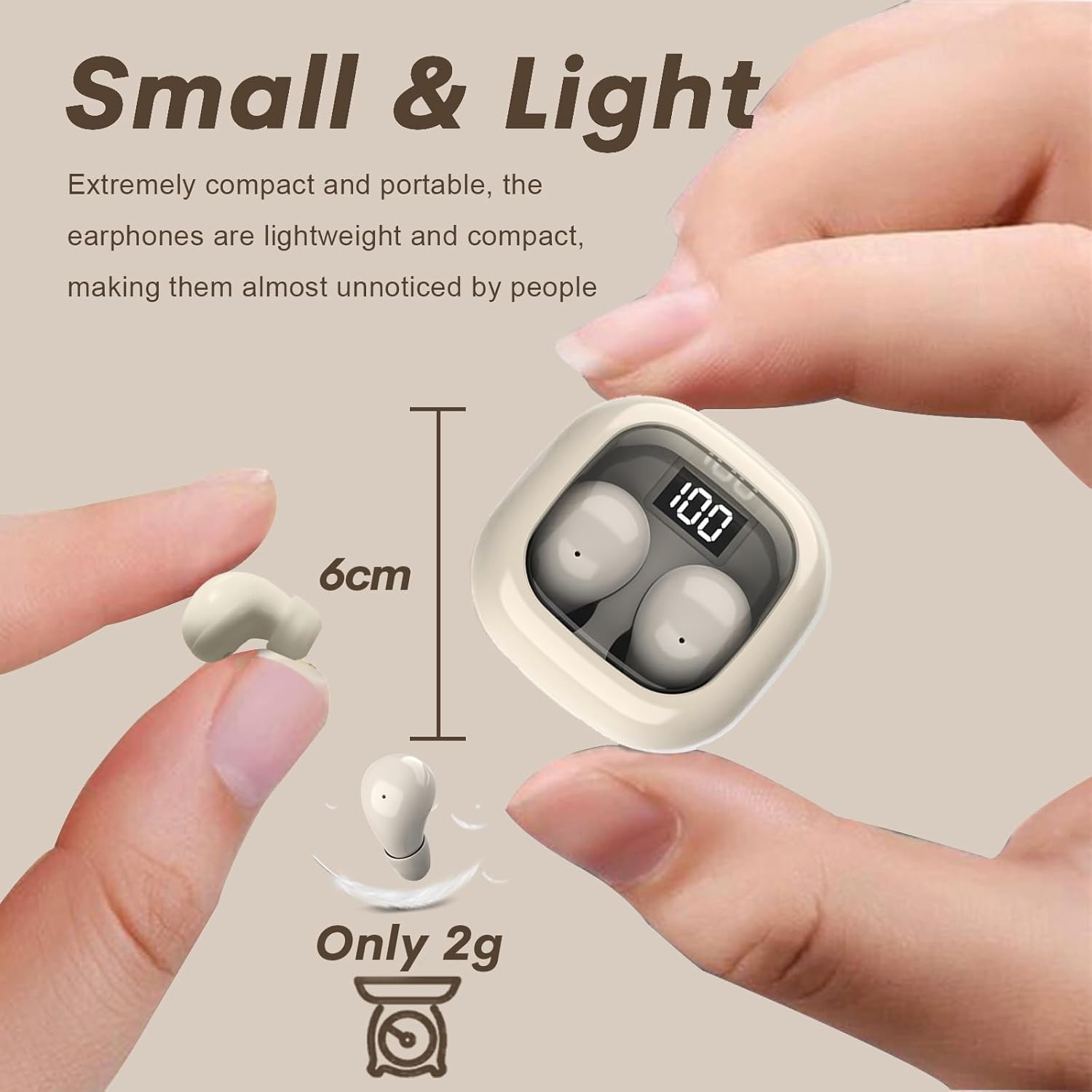 Smallest Invisible Mini Earbuds Wireless Bluetooth, Out of the ordinary Fashion Low Profile Micro Tiny Discreet Hidden Earbuds for Work, Small Headphones, HiFi Sleep Earphones for Small Ear Canals