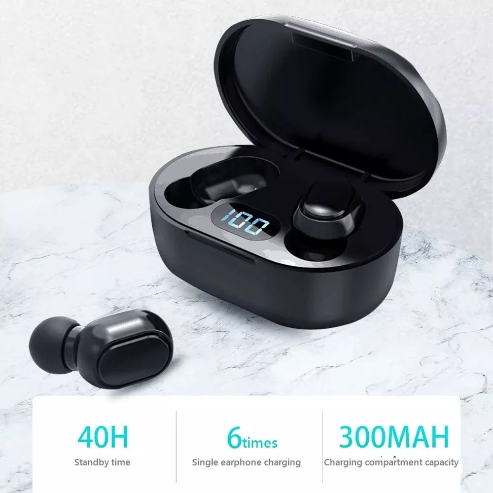 Wireless Bluetooth Earphones, In-Ear Mini Size with LED Display and Mic Earbuds Immersive Bass Stereo Noise Cancelling Headphones, Touch Control Earphone Headset for Music, Sports, Games, Home, Work